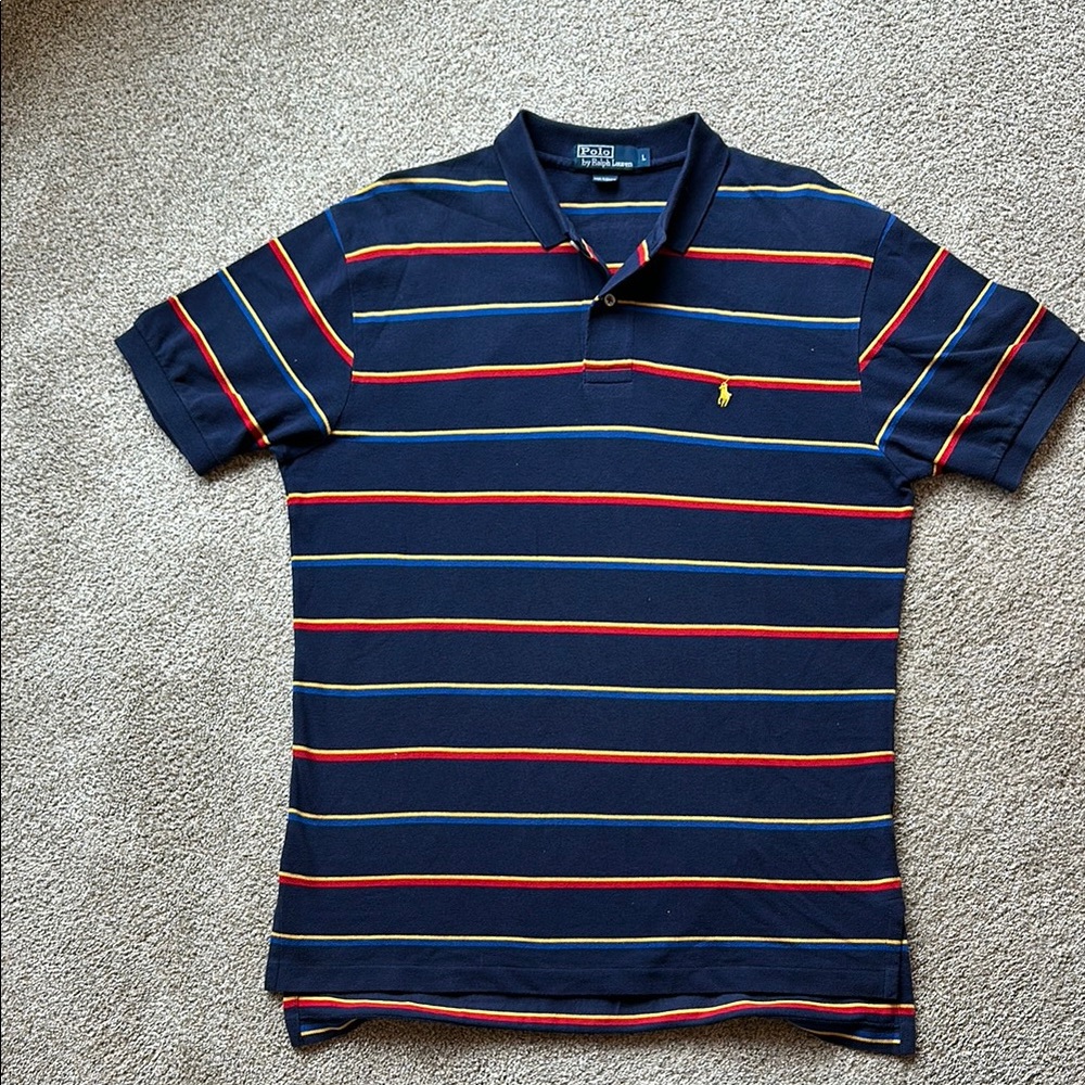 Polo by Ralph Lauren Blue and Red Striped Polo Shirt